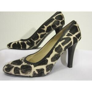 Franco Barbieri Italy Dyed Fuzzy Leather Pony Skin Animal Print Heels Pumps 7.5M